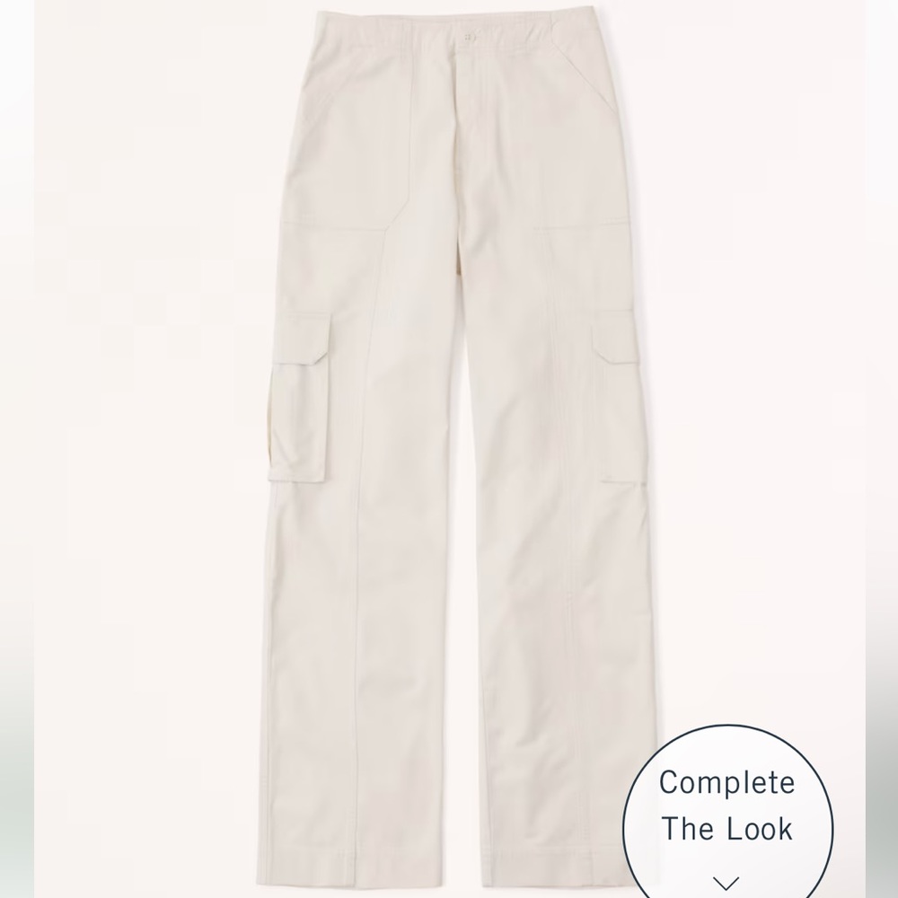 Abercrombie & Fitch Cream Straight Leg Cargo Pants